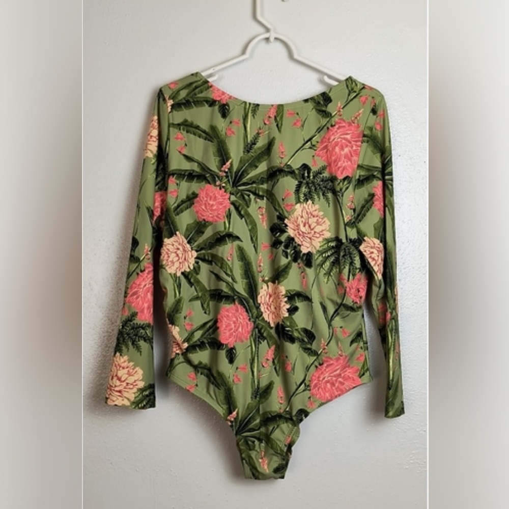 Agua Bendita Floral Green and Pink One Piece Swimsuit